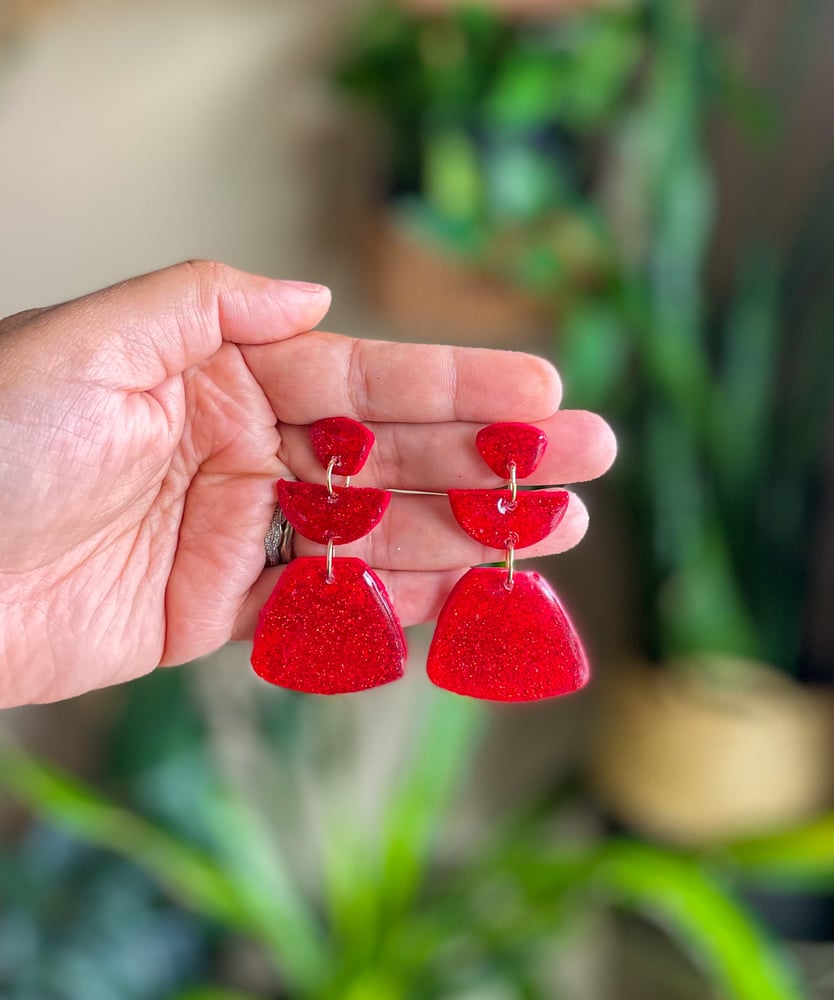 Image of Red sparkle dangles 