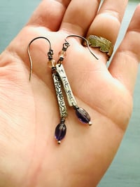 Image 1 of iolite and citrine sterling silver bar dangle earrings