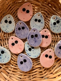 Image 7 of Ceramic Speckled hanging Mini Egg Guys (set of 3)