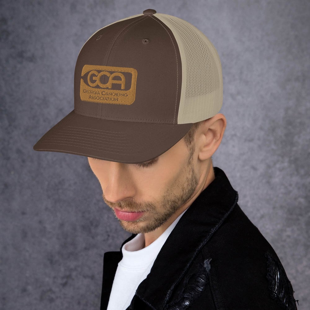 Image of Retro Trucker Cap, gold logo