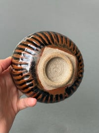 Image 4 of Fluted Chawan Tea Bowl in Tenmoku and Nuka Glazes