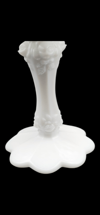 Image 8 of Fenton Milk Glass Cabbage Rose Pedestal Compote