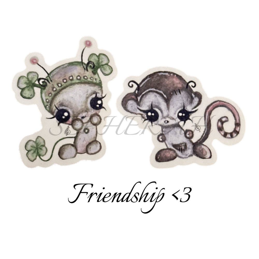 Image of Sepherah Monkey and Clover Trinklets <3 (3 inch)