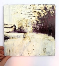 Image 2 of Map of Footprints original oil painting on wooden panel