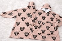 Image 1 of HOODED BLANKET PRE ORDER- HIGHLAND COW 