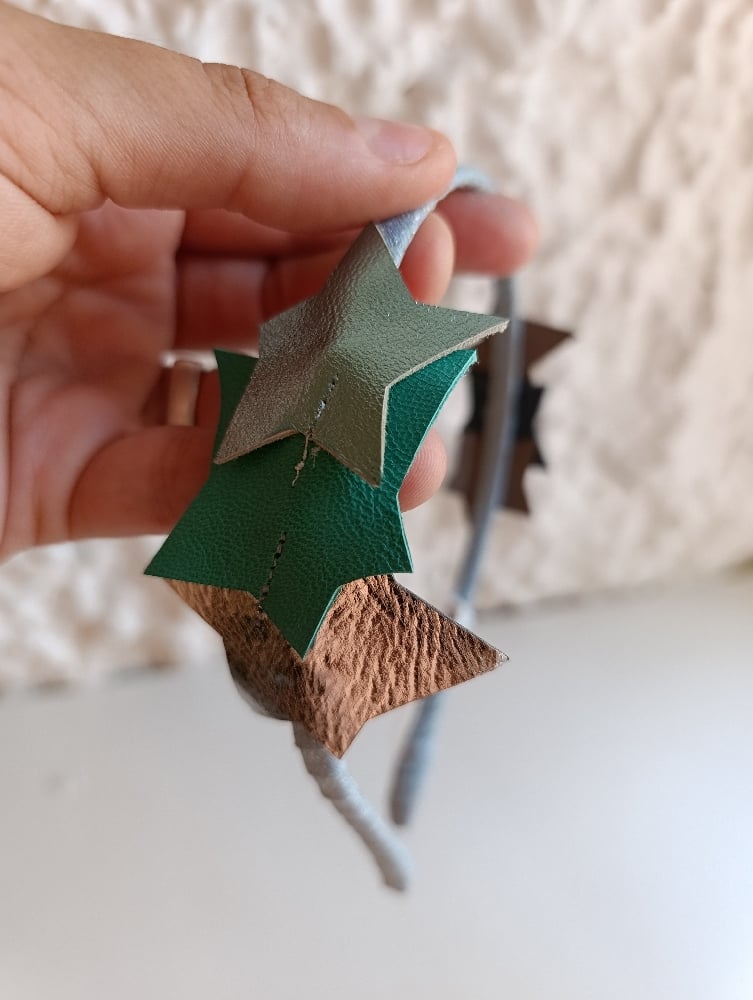 Image of Cerchietto stelle imperfette ambo lati argento/turchese