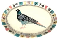 Image 1 of Winkie pigeon large oval earthenware hand built and hand decorated plate