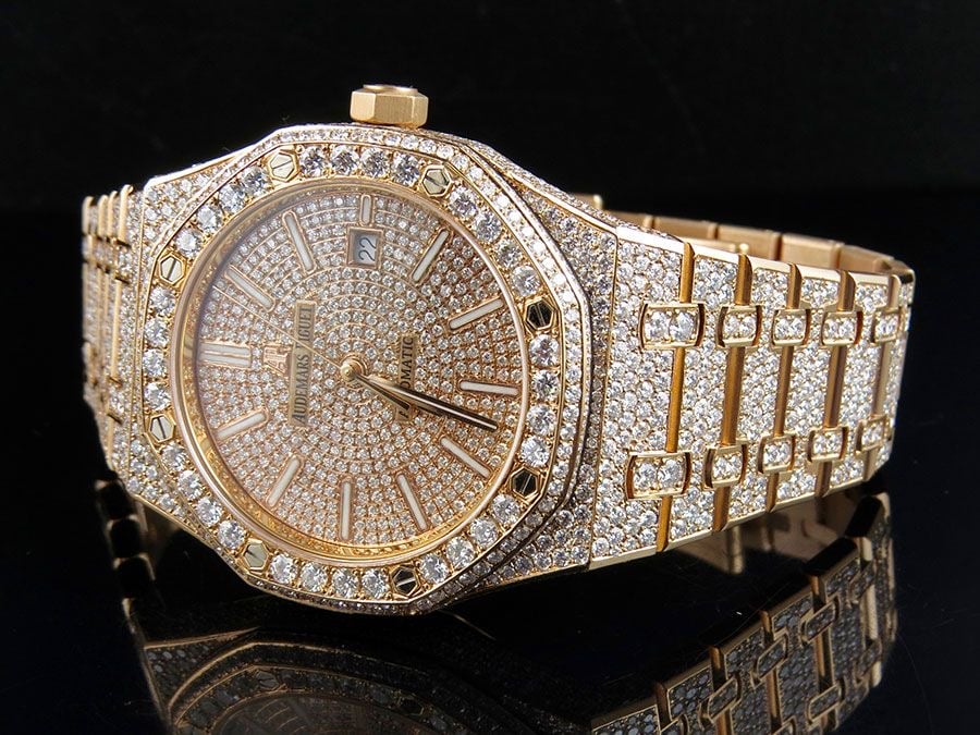 Audemars piguet royal oak online rose gold iced out