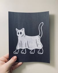 Image 1 of 'Ghost Cat' Blockprint - First Edition