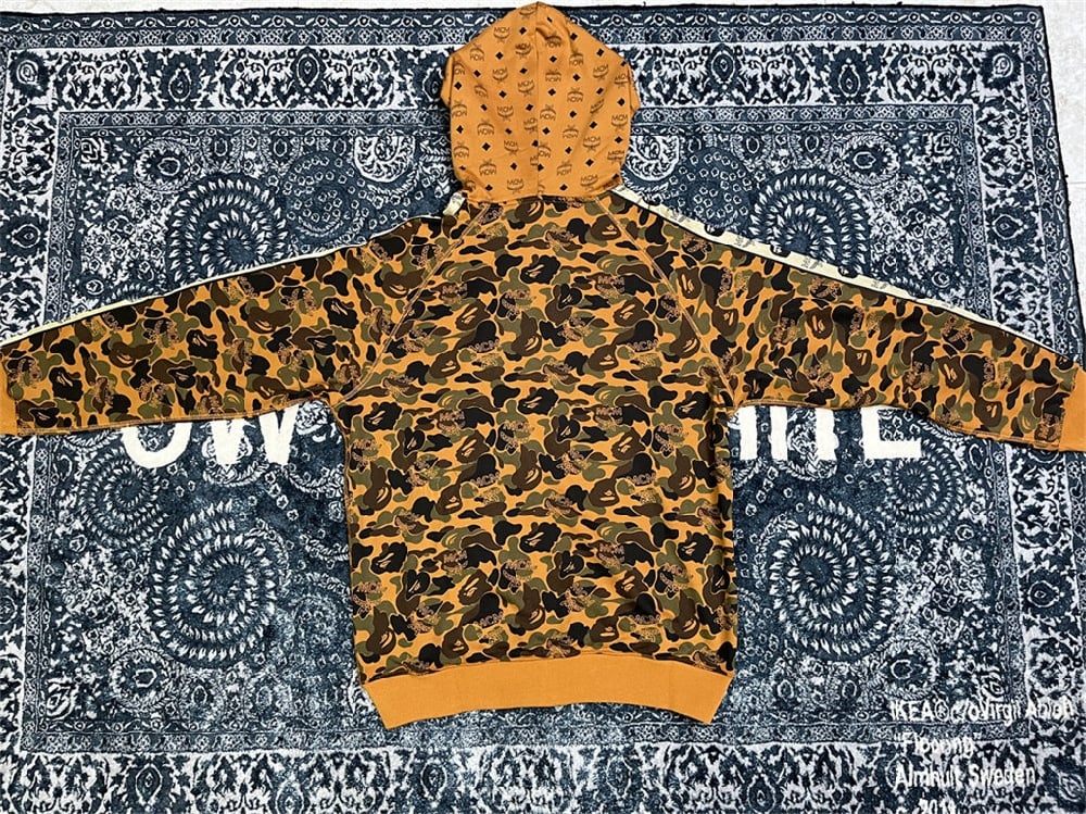 Image of BAPE x MCM Camo Zip Hoodie Brown