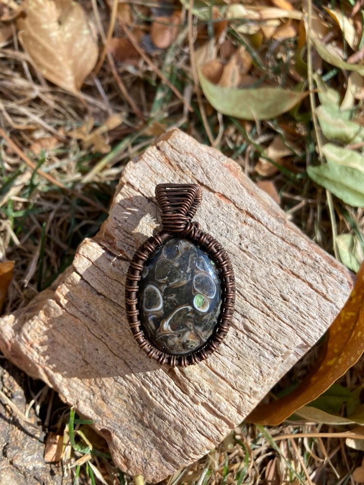 wire wrapped mushroom & snail pendants