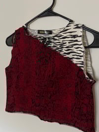 Image 4 of Sleeveless Duo-Pattern Crop Top