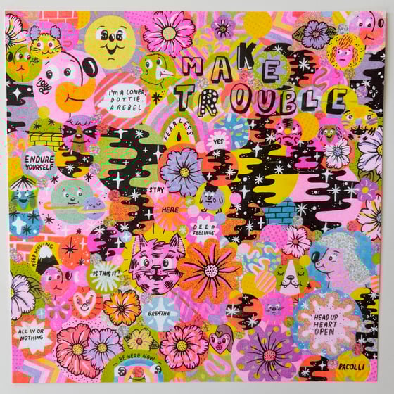 Image of "Make Trouble"riso print