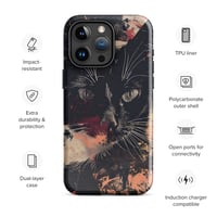 Image 1 of Beautiful Black Cat Face Splatter Painting Tough Case for iPhone®