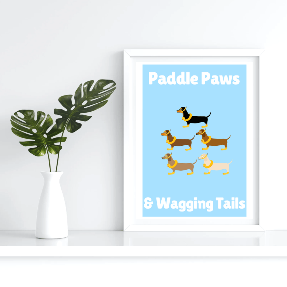 Image of Paddle Paws Dachshund Colour Print