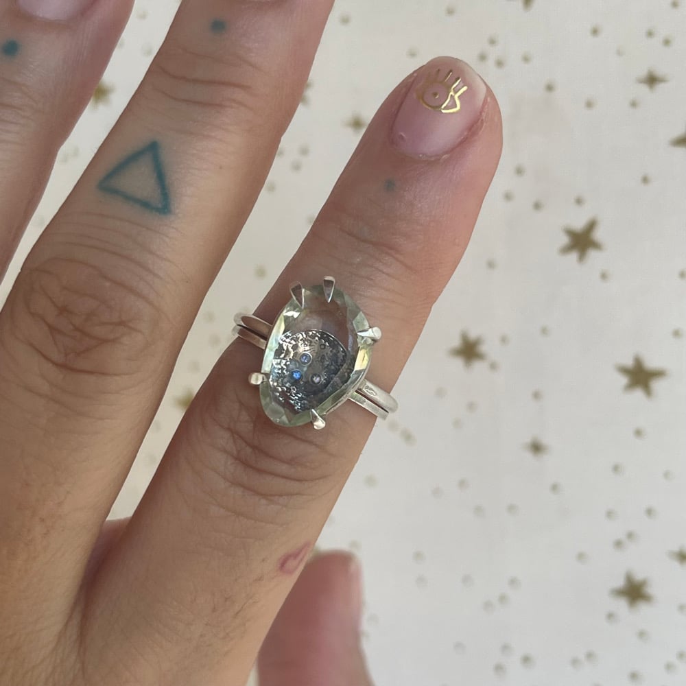 Image of green moon ring set