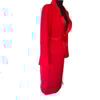 Image 6 of Peter Langner Designer Italian Red Wool Women’s Tailored Jacket & Skirt Size 8  