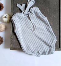 Image 3 of Newborn bodysuit for photo shoots | Robbie| gray | sleeveless