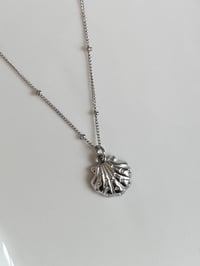 Image 1 of Stainless Steel Sparkly Scallop Shell Necklace