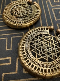 Image 3 of XL Gold Sri Yantra hoop ear weights