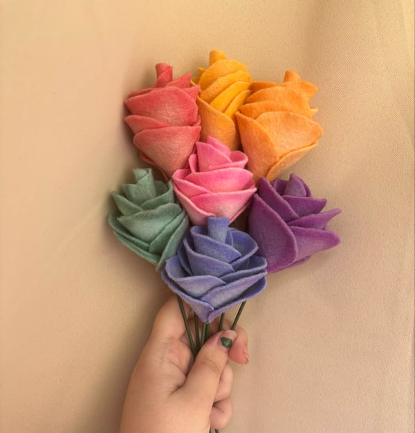 Image of Pride Felted Rose Bouquet