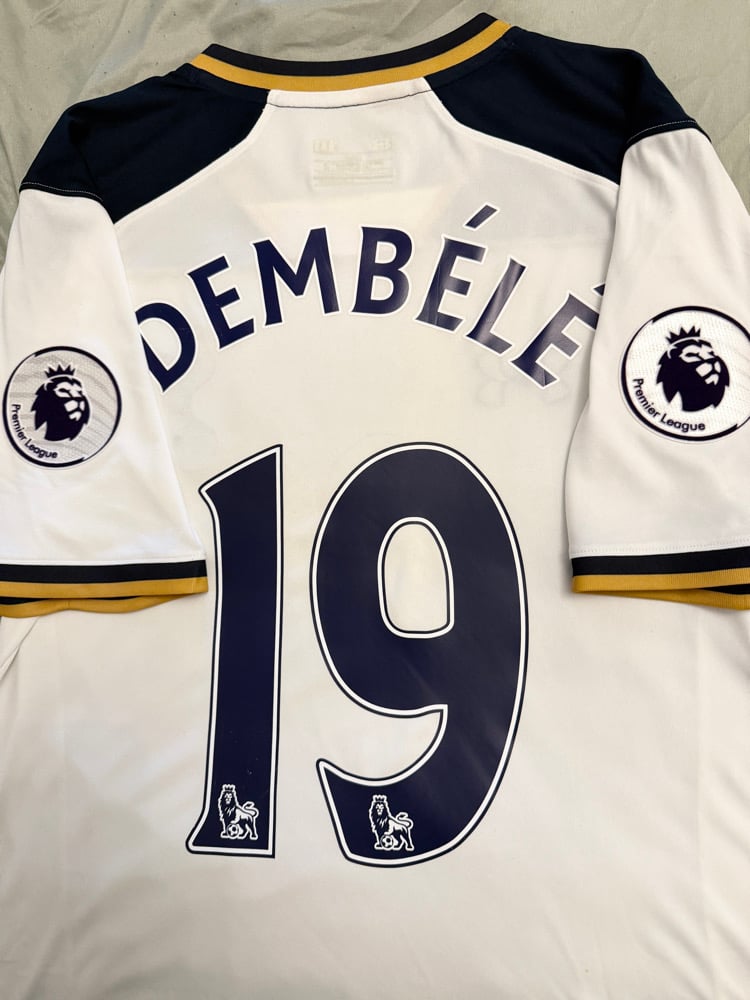 Image of Tottenham Hotspur “DEMBÉLÉ 19” 2016/17 Home Shirt + PL patches  (L)