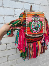 Image 4 of 2-Frill sari Bohemian Back Pack with adjustable leather strap