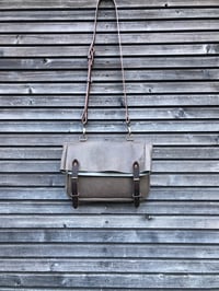 Image 6 of Small messenger bag satchel made in oiled leather with adjustable shoulderstrap UNISEX