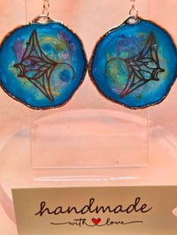 Image 2 of Handcrafted Resin Manta Ray Earrings 