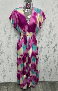 Vivienne - Angel Sleeve V Neck Maxi Dress