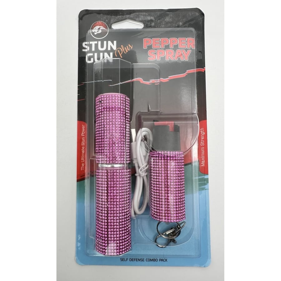 Image of Pink Rhinestones Lipstick & Pepper Spray Combo