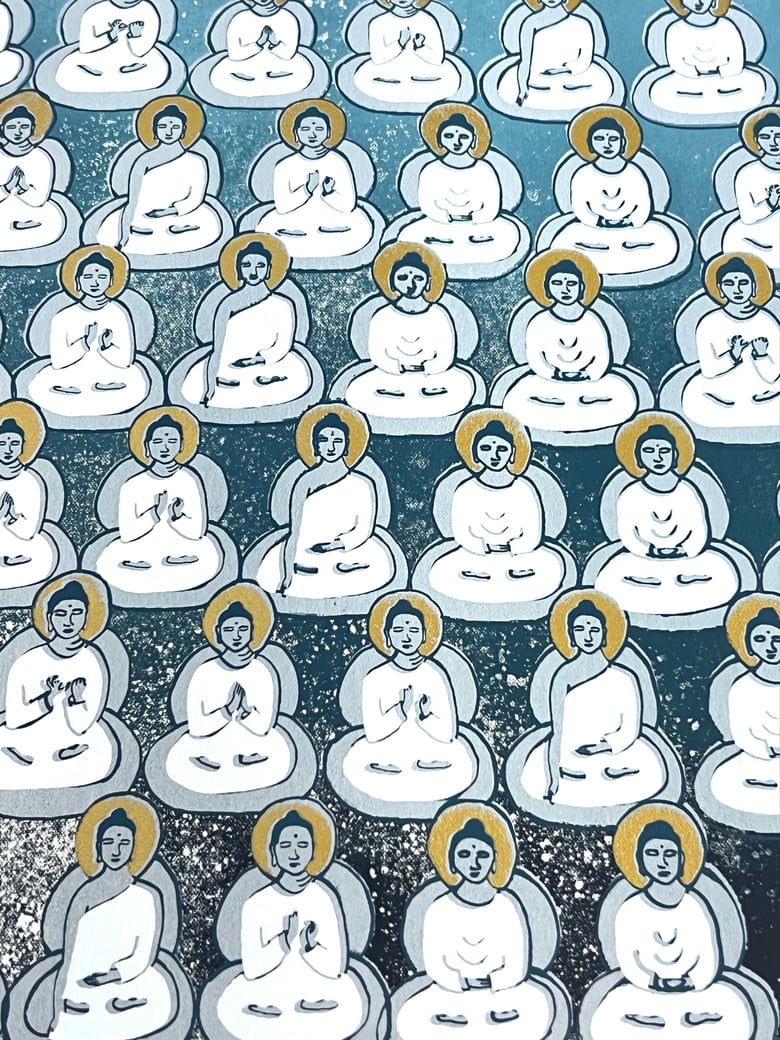 Image of Deep Blue Gradient Buddhas II