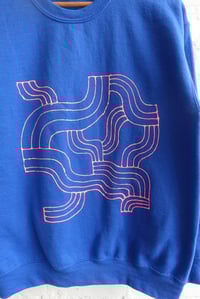 Image 2 of Clark Derbes / Sweatshirt, Pink on Blue, Medium
