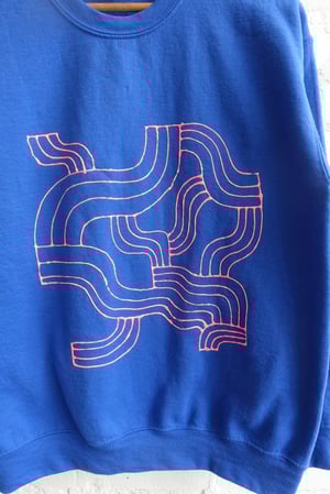Clark Derbes / Sweatshirt, Pink on Blue, Medium