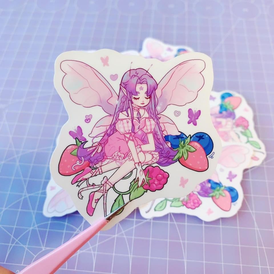 Image of Berry Fairy Vinyl Sticker Mystical Magical Pixie Cute Lovecore Cottagecore