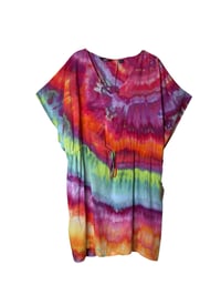 Image 2 of ♻️ UPCYCLED XS/S Short Caftan Cover-Up Dress in Bright Ice Dye