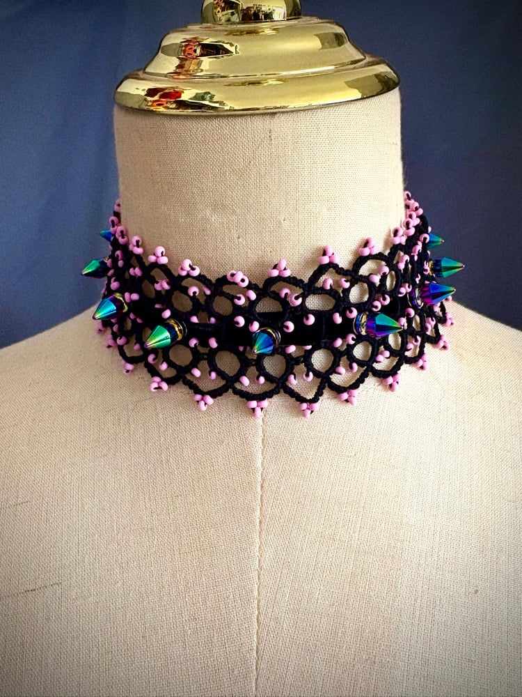Image of Metal Rainbow Choker Necklace