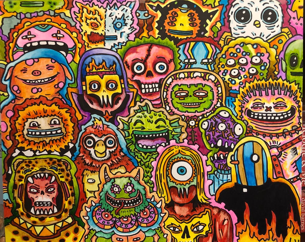 Image of All Of My Friends Are Freaks 14x17 original ink and acrylic 