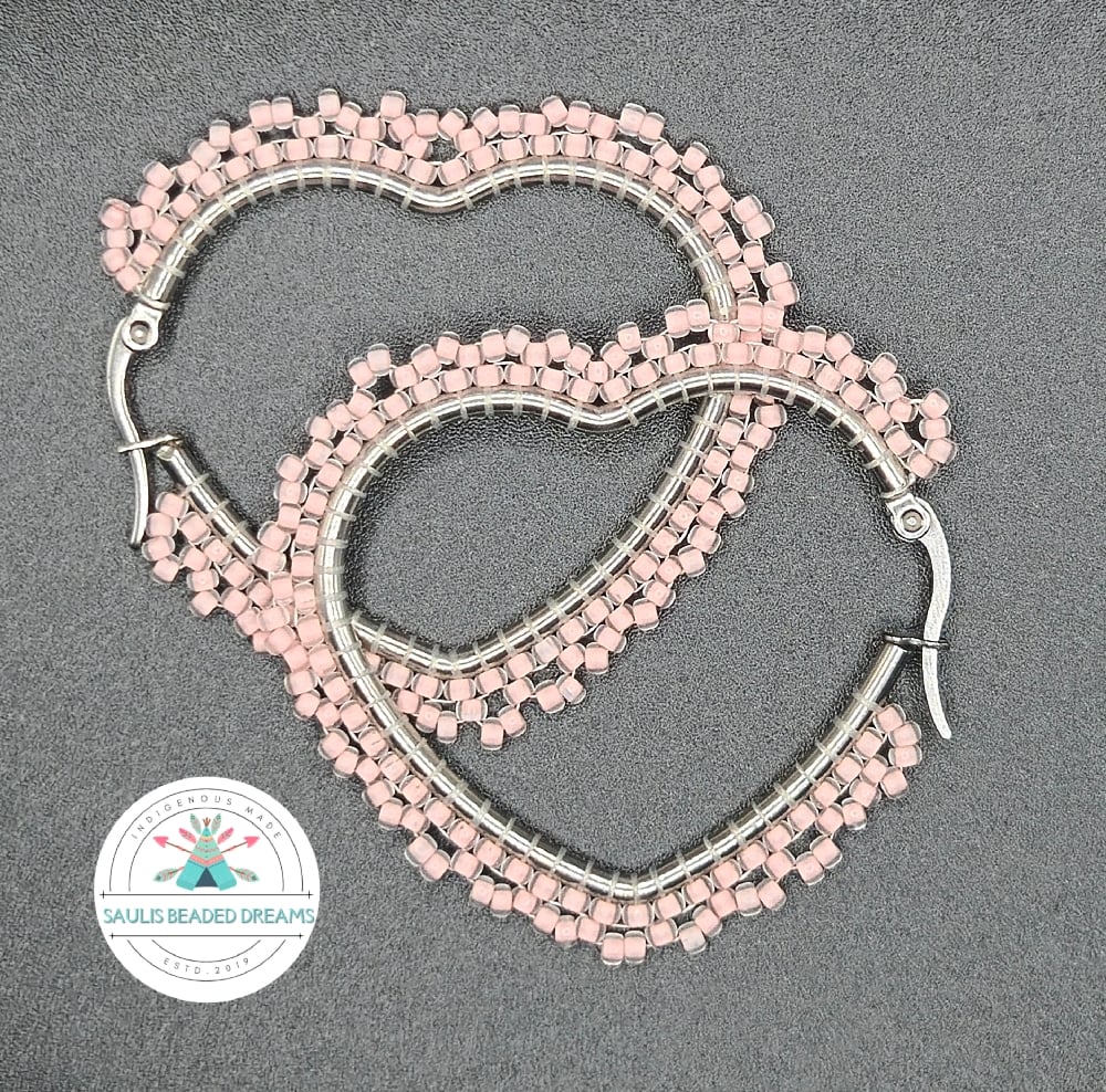 Image of Matte Pink Heart Hoops