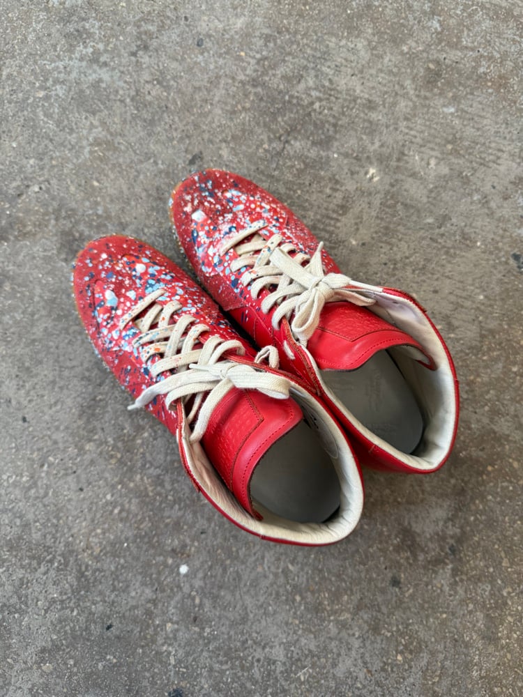 Image of Margiela Red Paint Splatter Hightop Gats