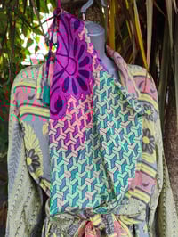 Image 6 of S/ M Sari PJs and matching dust bag with tassel lemon and grey