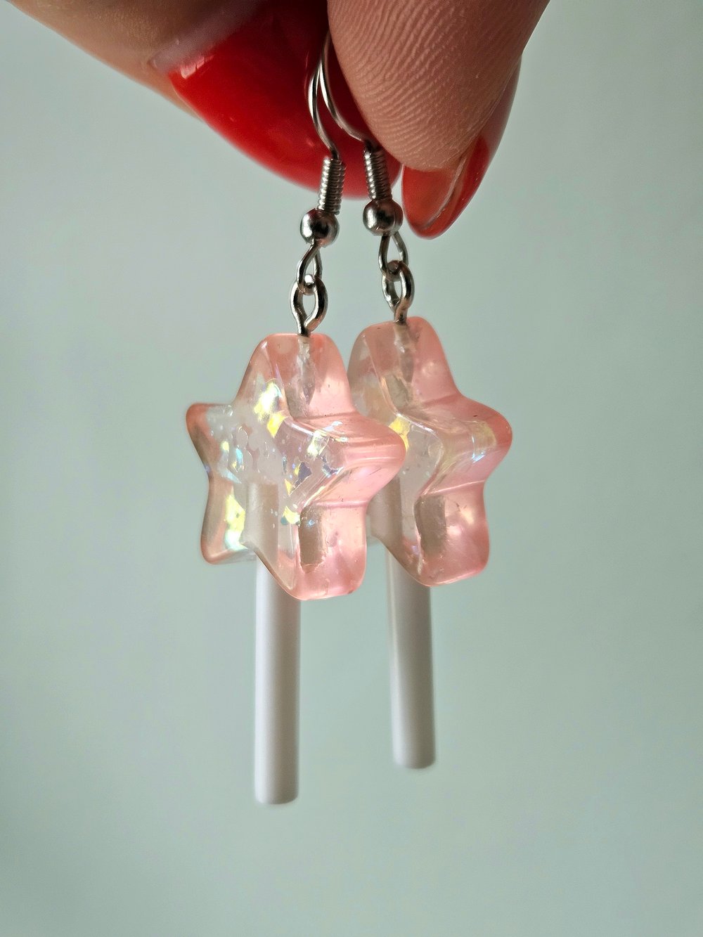 Image of Star Wand/ Lollipop Earrings *SILVER*