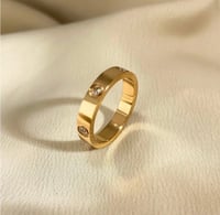 Image 2 of Luxury Shiny Rotating Circle Crystal Ring Stainless Steel Rose Gold Love Ring