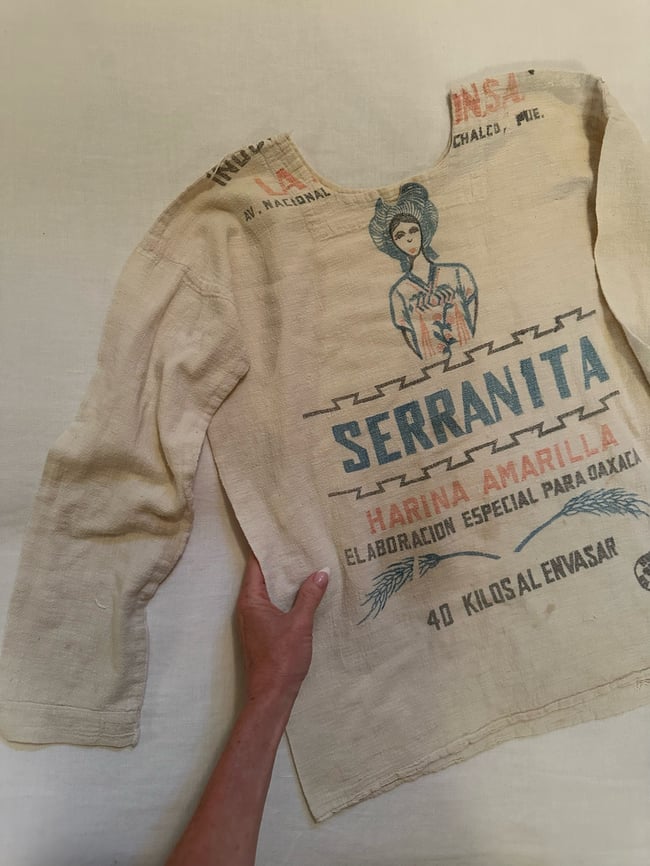 antique Oaxacan flour sack shirt 