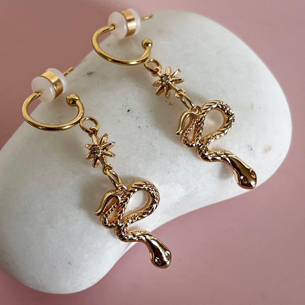 Image of Snake and Star Half Hoops