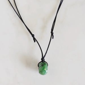 Image of Ruby Zoisite faceted cut cube x black canvas chain necklace