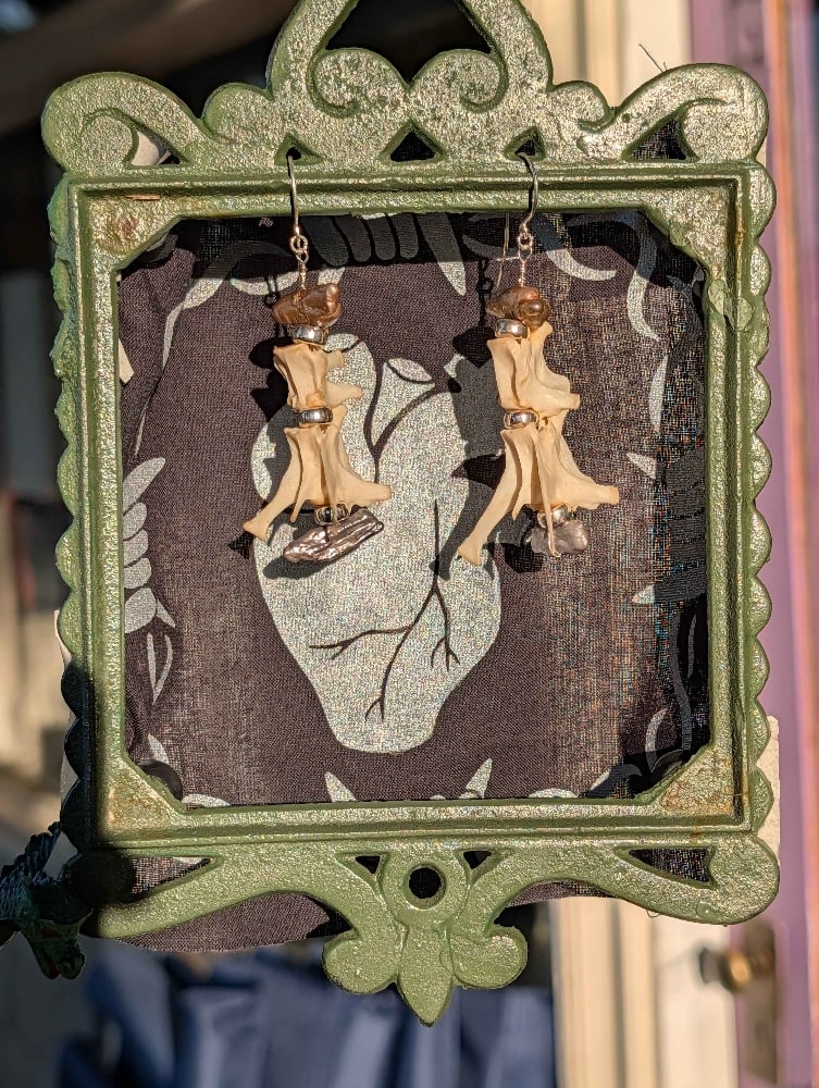 Image of rabbit vertebrae earrings
