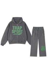 Image 1 of TrapSport Snow Washed Tape Raw Edge Zip up Sweatsuit