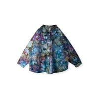 Image 1 of 2X PLUS 100% Cotton Oversized Chore Coat in Cool Earthy Watercolor Ice Dye
