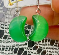 Image 2 of Green Catseye Moon Earrings 